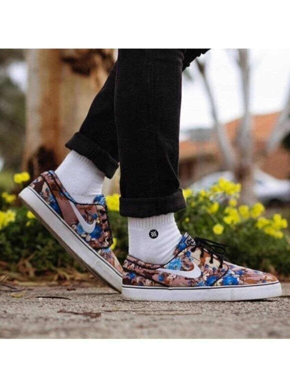 Nike Stefan Janoski RARE Men's Blue Digi Floral Skateboard Sneakers Size 7.5